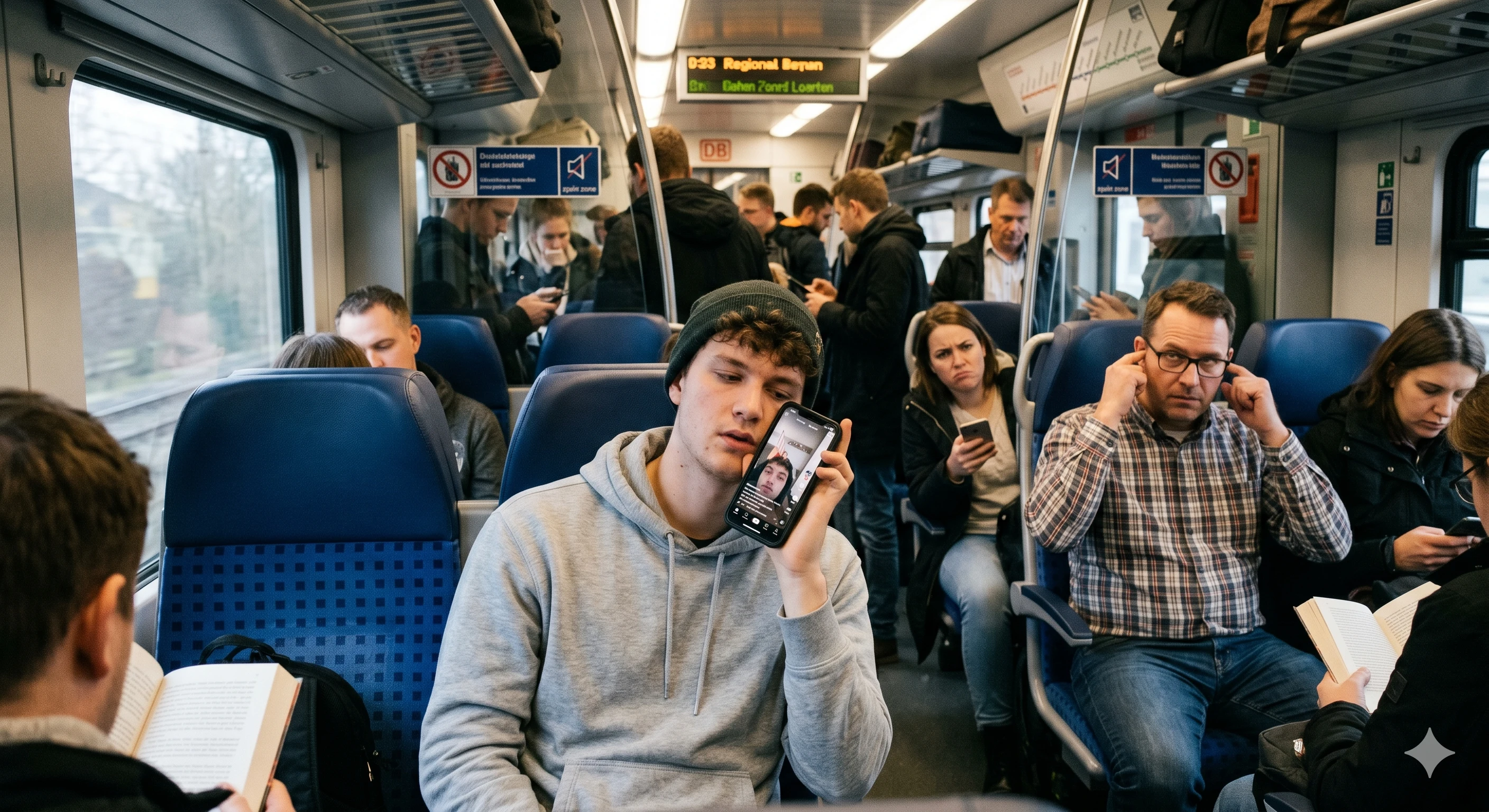 Der Zug-Reisende mit Lautsprecher-TikTok